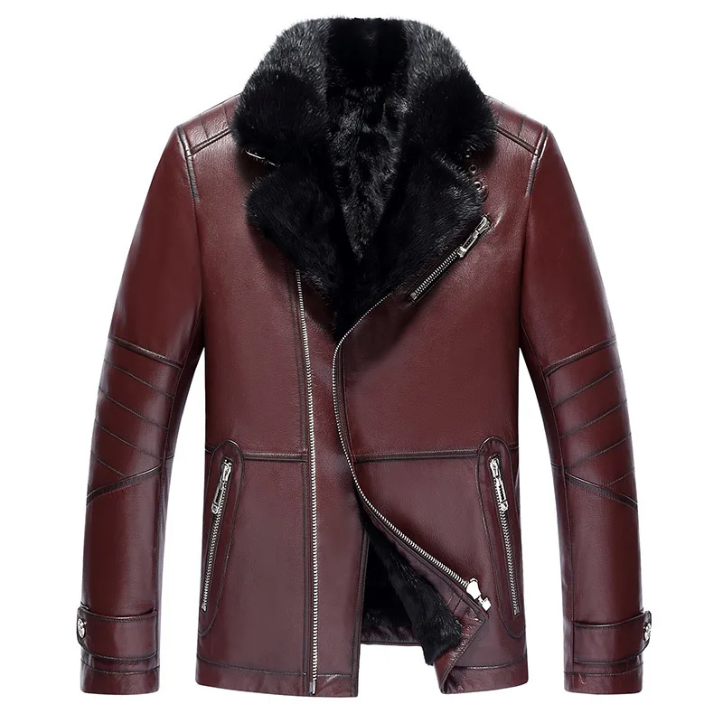 Натуральная кожаная куртка зимняя мужская шуба из натуральной норки мужской