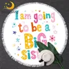 BlessLiving To Be Big Sister Round Beach Towel Cartoon Tapestry Floral Bath Towel Microfiber Flower Toalla Watercolor Blanket 1