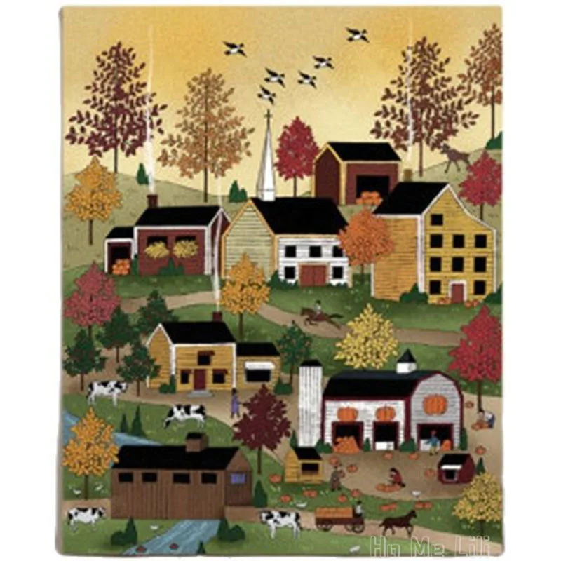 

Autumn Scenery House Paint On Canvas By Ho Me Lili Wall Art Special Gift Lvingroom Home Decor