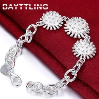 bayttling silver color 8 inch exquisite firework pendant bracelet for woman fashion luxury wedding gift jewelry