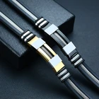 Vnox нержавеющая сталь браслет мужчин, который надевается на лучезапястный сустав желобчатый направляющий шкив руль сетчатая вставка из силикона ссылка вставка панк-браслет стильный Повседневный Браслет