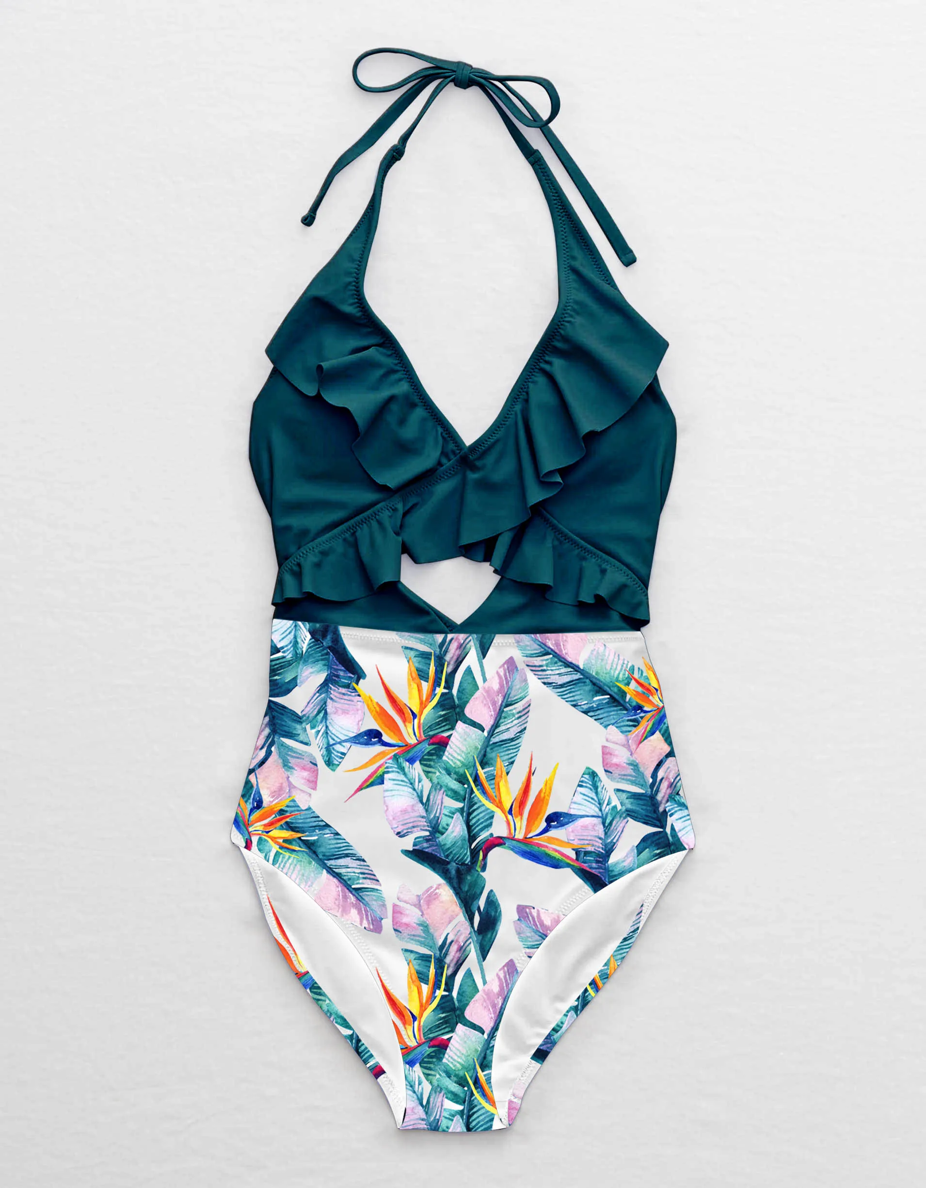 2020 сексуальный купальник с открытой спиной и рюшами принтом пуш ап высокой