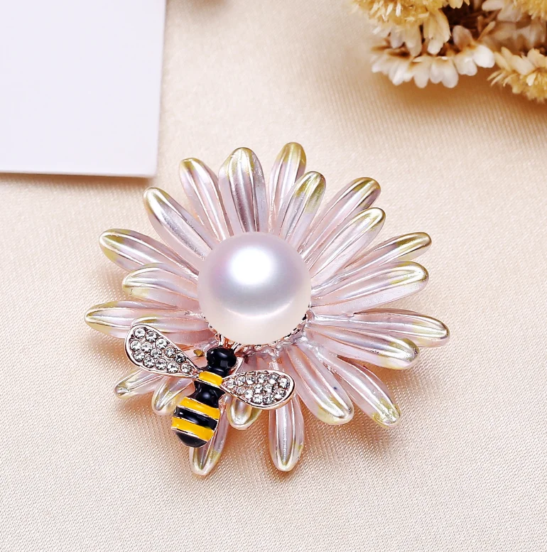 Настоящий натуральный жемчуг Дейзи пчела сплав брошь эмалированный штифт для