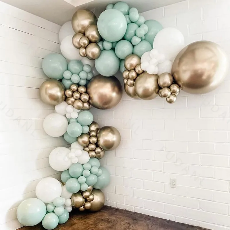 

134Pcs Macaron Green Balloons Garland Arch Kit Gold Chrome Balloons For Bridal Shower Wedding Decors Baby Shower Party Decor