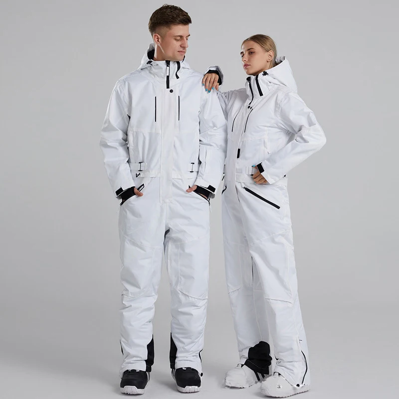

2021 Hooded One Piece Ski Suit Women Waterproof Snow Jumpsuit Man Windproof Winter Female Overalls Outdoor Sport Men Clothes