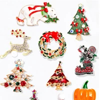 fashion christmas brooches santa claus hat gloves bells socks snowflake rhinestone suit metal pins badges brooch new year gifts