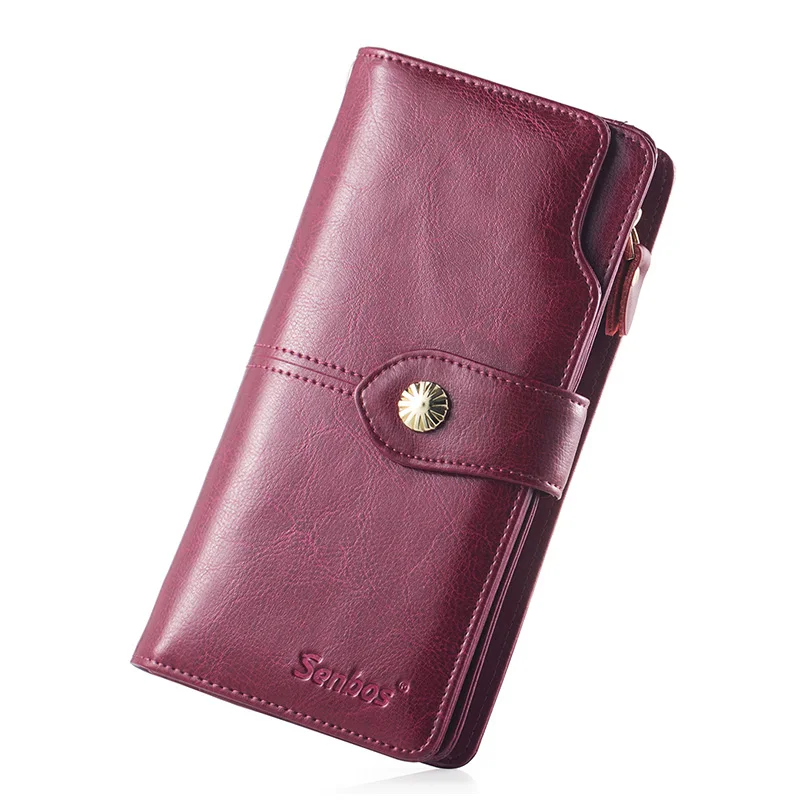 Модный женский кошелек из натуральной кожи, Женский кошелек для денег из натуральной коровьей кожи, длинный большой женский клатч, кошельки с карманом для мобильного телефона