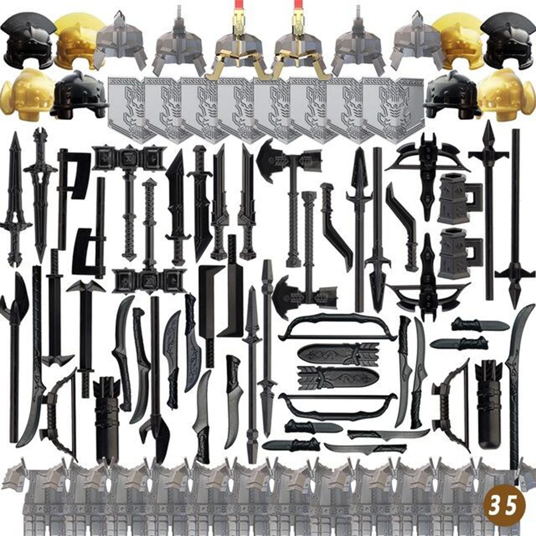 101Pcs Medieval Ancient Rome Egypt Style Building Block Figure Weapon Helmet Armor Kit (For All Small Particle Blocks ) | Игрушки и