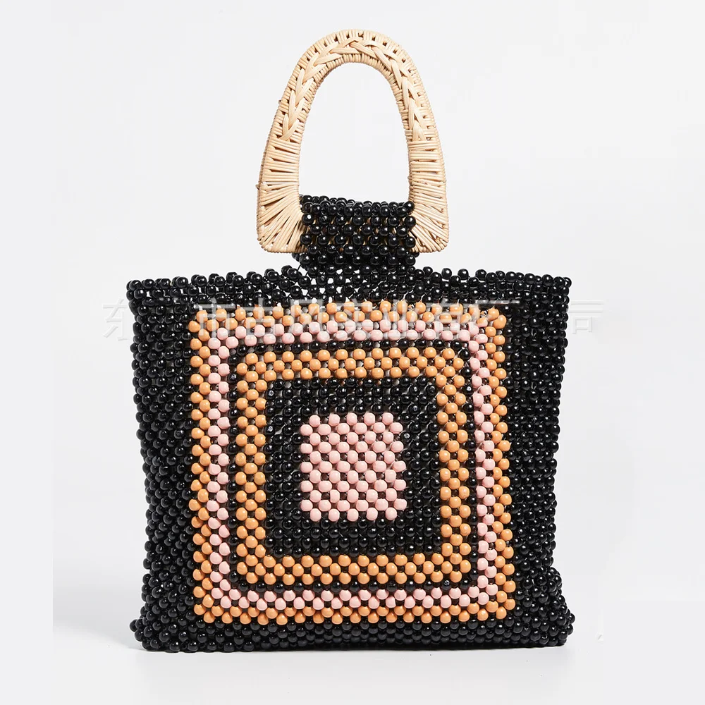 Праздничная сумка ручной работы из бисера цветной тканый акриловый шарик ручная