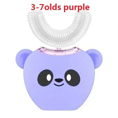 3-7old purple Умная 360 градусов Автоматическая звуковая электрическая зубная щетка для детей и взрослых, u-образный 4 режима, зубная щетка, usb зарядка, отбеливание зубов - Цвет: 3-7old purple