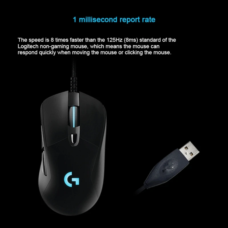 

G403 Gaming Mouse Braided Cable Non-Slip Wired Adjustable Weight Black Mouse