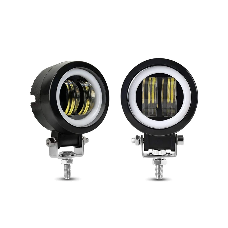 Motorcycle Headlight LED Fog Light 3 Inch 40W Round Blue Angel Eye DRL White 10-80V DC 8000LM Off-Road Vehicle Marine Wate | Автомобили и