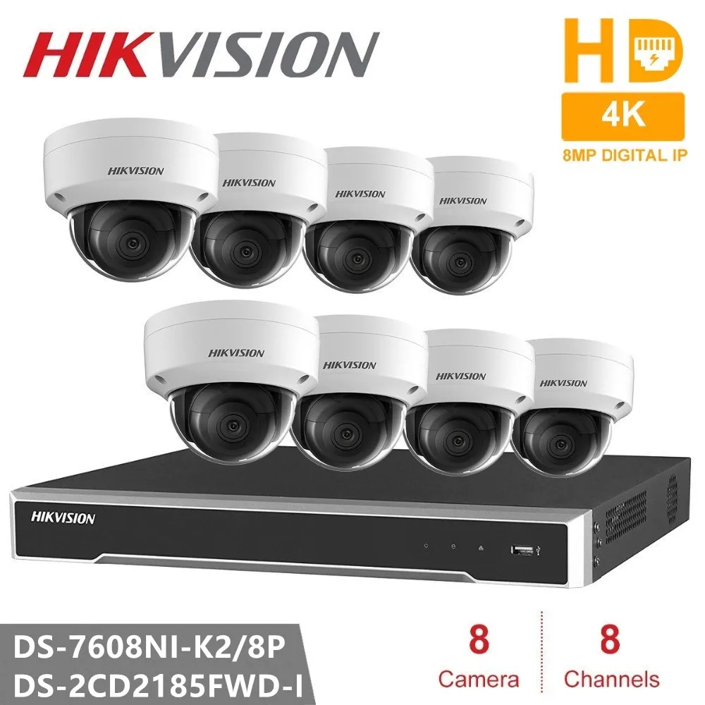 Hikvision DS 2CD2185FWD I видеокамера 8 Мп H.265 Сетевая купольная камера + NVR 7608NI K2/8P каналов