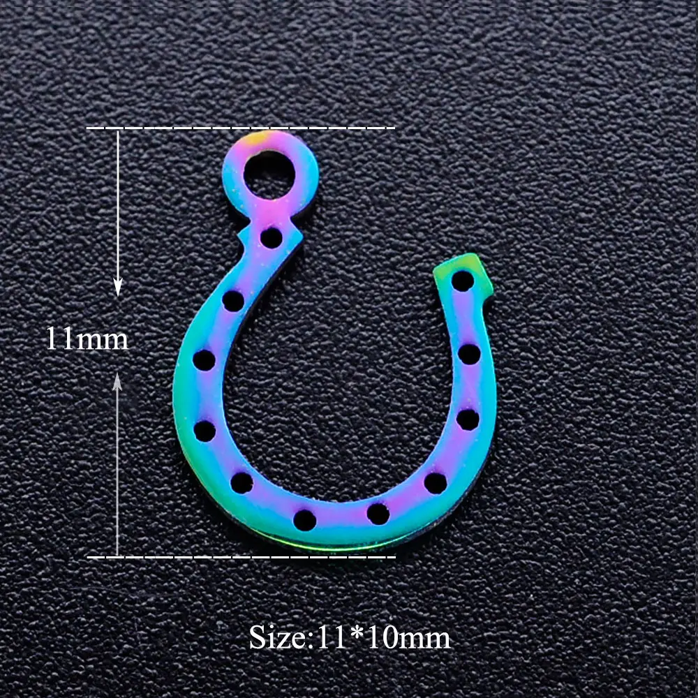 5 шт./лот 100% нержавеющая сталь счастливые подковы diy Амулеты с радужным покрытием
