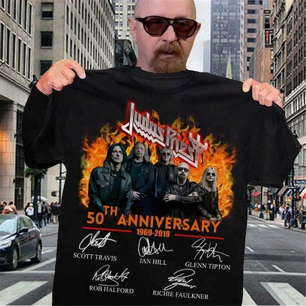 Judas Priest 50Th Jahrestag-Schwarz T-Shirt Harajuku T-shirt