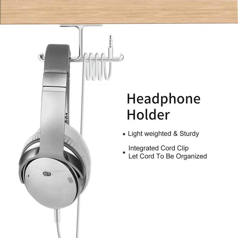 Подставка для наушников двойная вешалка Прочный алюминиевый крючок для гарнитуры держатель 2 в 1 крепление для наушников под стол стойка для наушников дисплей