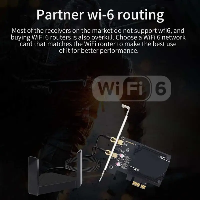 

Gaming Plug And Play Magnet 3000M WiFi6 Pcie Dual Frequency Bluetooth 5.1 Wireless Network Card Antenna Long Range 802.11ax