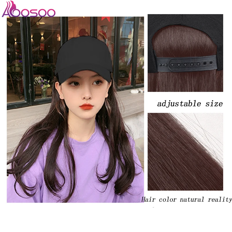 Женская бейсболка из длинных волос цельный парик натуральных на лето 2019| |