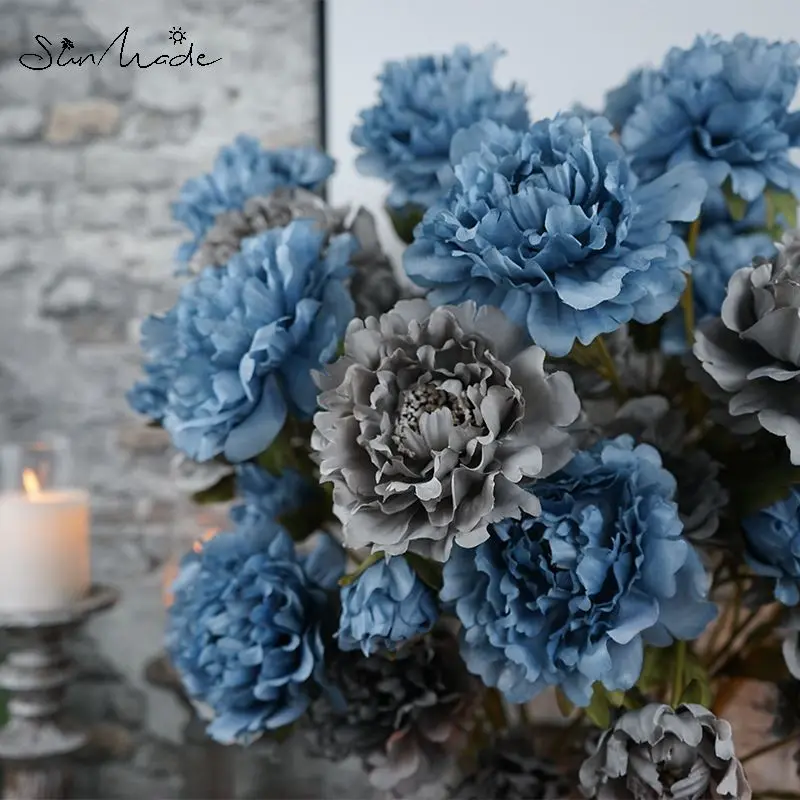 Большие Пионовые ветки SunMade с 3 головками искусственные цветы украшение для