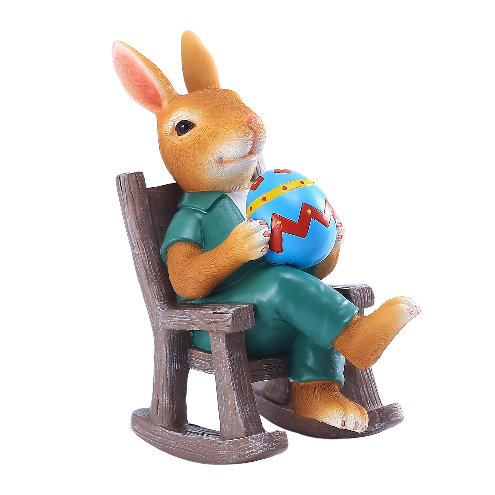 

Kids Room Cute Bunny Rabbit Statue with Egg Sculpture Figurine Craft Home Table Desktop Decor Modern Ornament