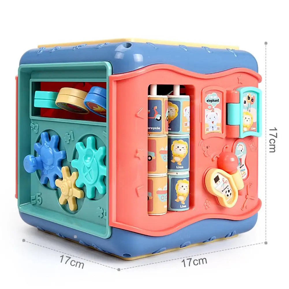 

Baby Six-Sided Box Puzzle Toy Montessori Educational Car Maze Round Beads Clock Cognition Graphic Matching Number Platter