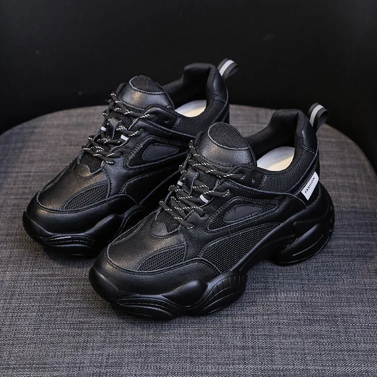 

Inner heightened small black shoes women 2020 spring and autumn models wild women's shoes black was thin sports shoes Z521