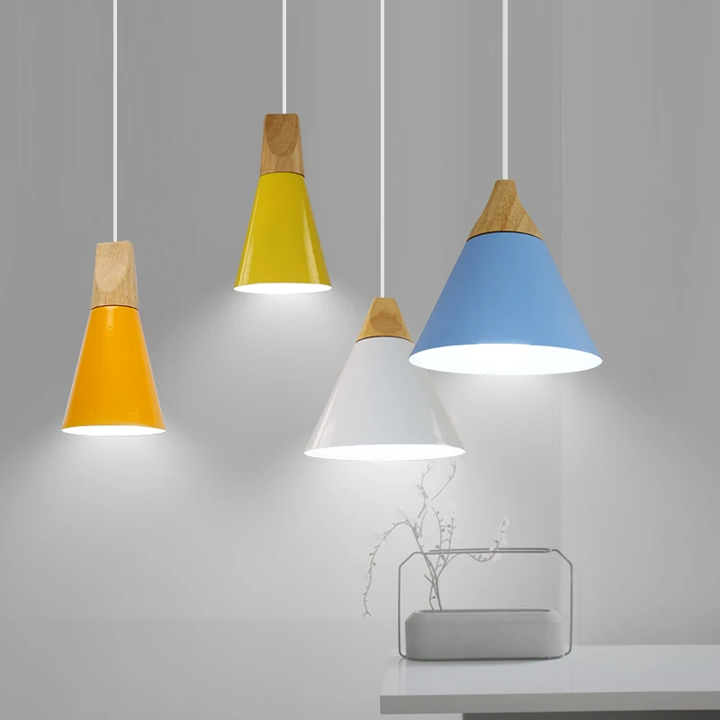 Светодиодная Подвесная лампа E27 современный деревянный скандинавский