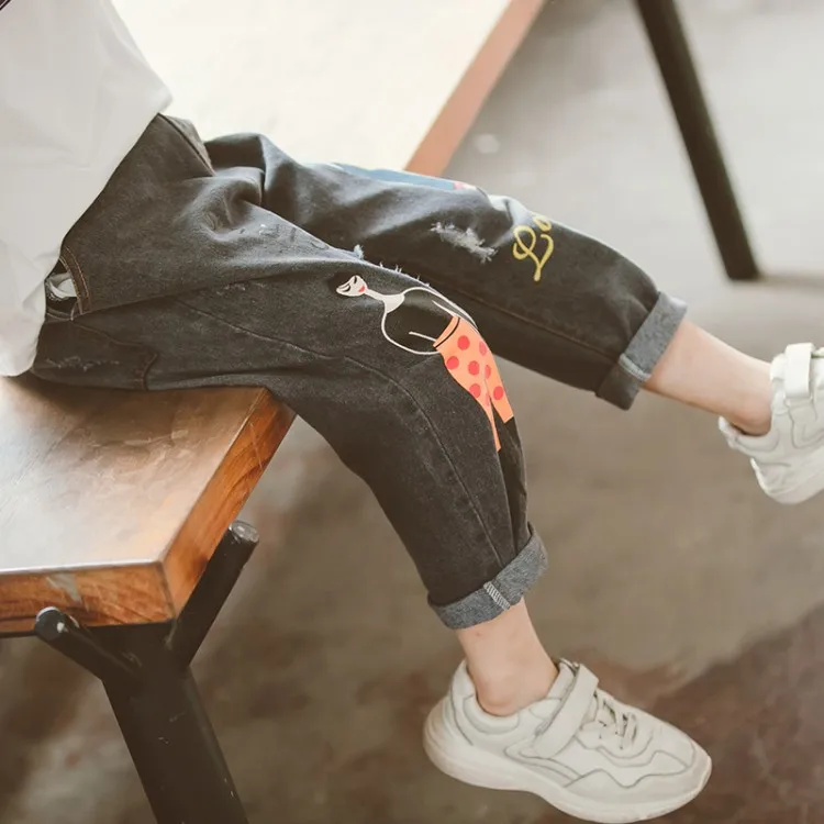 Голубые джинсы для девочек 10 лет Лидер продаж качественные на весну 2018 детская