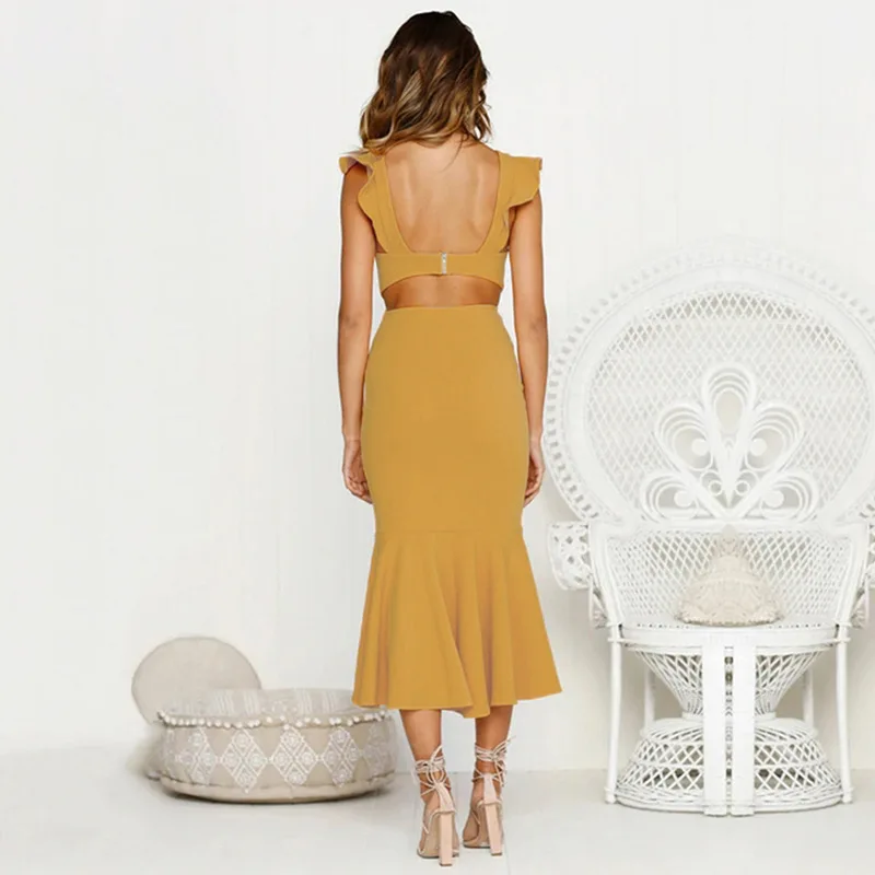 

Ladies Stitching Long Fishtail Skirt Dress Long Skirt Summer Commuter Casual Office Solid Color Women Skirt Pullover