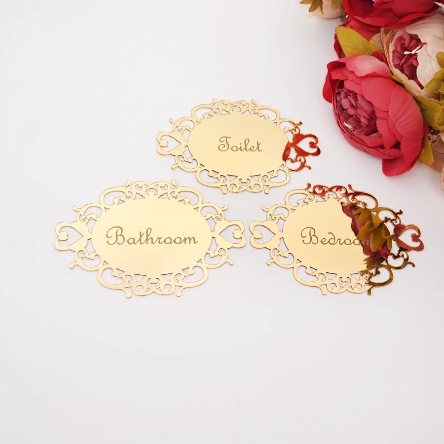 

Sign Of Bedroom Bathroom Toilet Wall Stickers Doorplate Signage Oval Art Mirror Indicator Home Public Place Decor