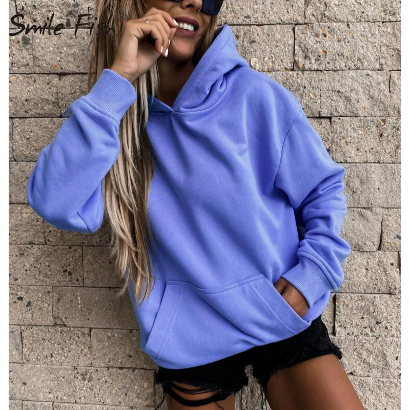 

Hoodies 2XL Thick Pullovers Purple Pink Hooded Winter Loose Jumper Tops Harajuku Autumn Female Casual Pockets Sweatshirts G1901