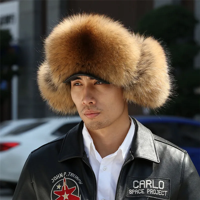 Шапка из лисьего меха мужская шапка для среднего и пожилого возраста теплая