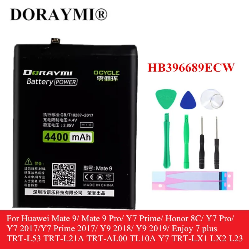 

Аккумулятор DORAYMI HB396689ECW для Huawei Mate 9 Y7 Pro Prime Y9 2019 Enjoy 7plus TRT-L53 LX1 L23 Honor 8C Y7 2017, аккумулятор 4400 мАч