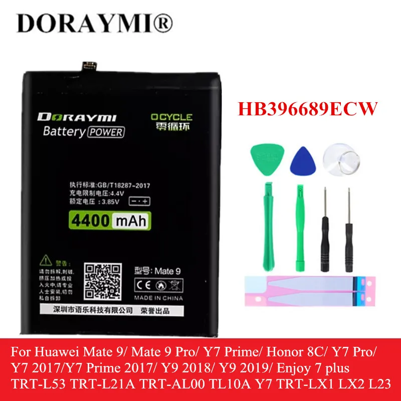 Аккумулятор DORAYMI 4400 мАч HB396689ECW для Huawei Mate 9 Honor 8C Y7 Pro Prime Y9 2019 Enjoy 7plus TRT-L53 LX1 L23 2017 |