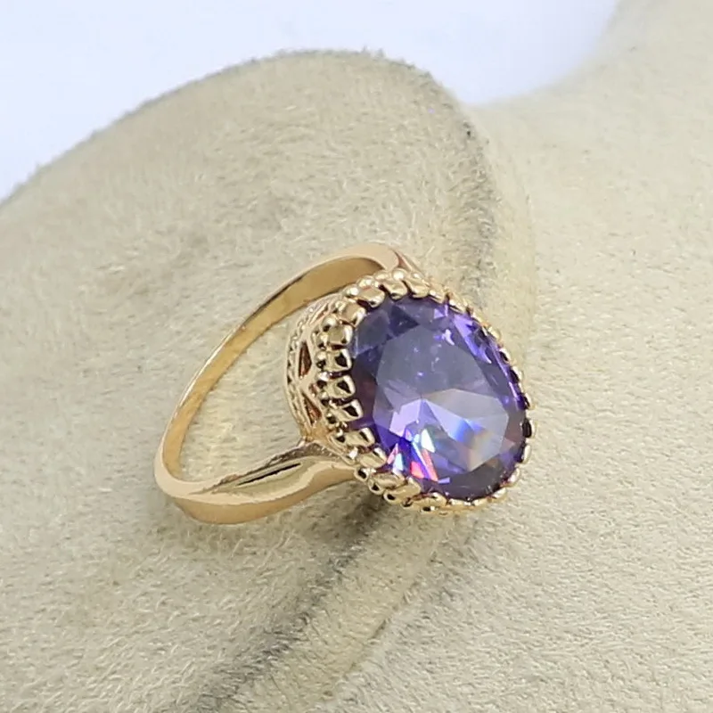 Натуральный фиолетовый кубический цирконий Свадебные Ювелирные наборы золотое