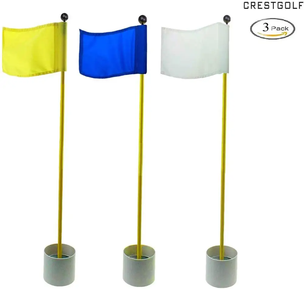 CRESTGOLF 3 Sets Count Detachable Portable Backyard Practice Golf Hole Pole Cup Flag Stick, Golf Putting Green Flagstick New
