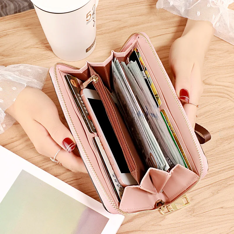 

Brand Designer Wristband Wallets Women Many Departments Clutch Wallet Female Long Large Card Purse Ladies Handbag Fashion