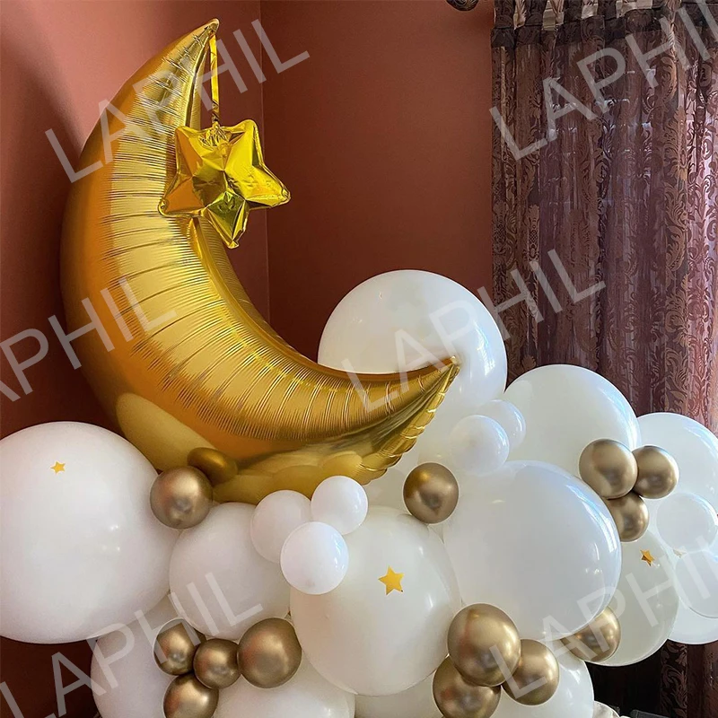 Juego de Globos de fiesta EID de oro y plata, decoraciones de Ramad&aacute;n para el hogar, confeti, Balon, EID, MUBARAK, Globos de fiesta-3