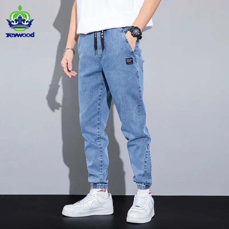 Autumn Winter Blue Cargo Jeans Men Streetwear Denim Jogger Pants Baggy Harem Jean Trousers Male Oversize Large size4 5 6 7XL 8XL