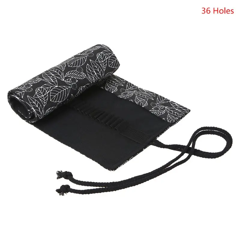 Beautiful Leaf School Pencil Case Roller 12/24/36/48/72 Holes Canvas Roll Up Makeup Pen Bag For Girls Boys Stationery | Канцтовары для