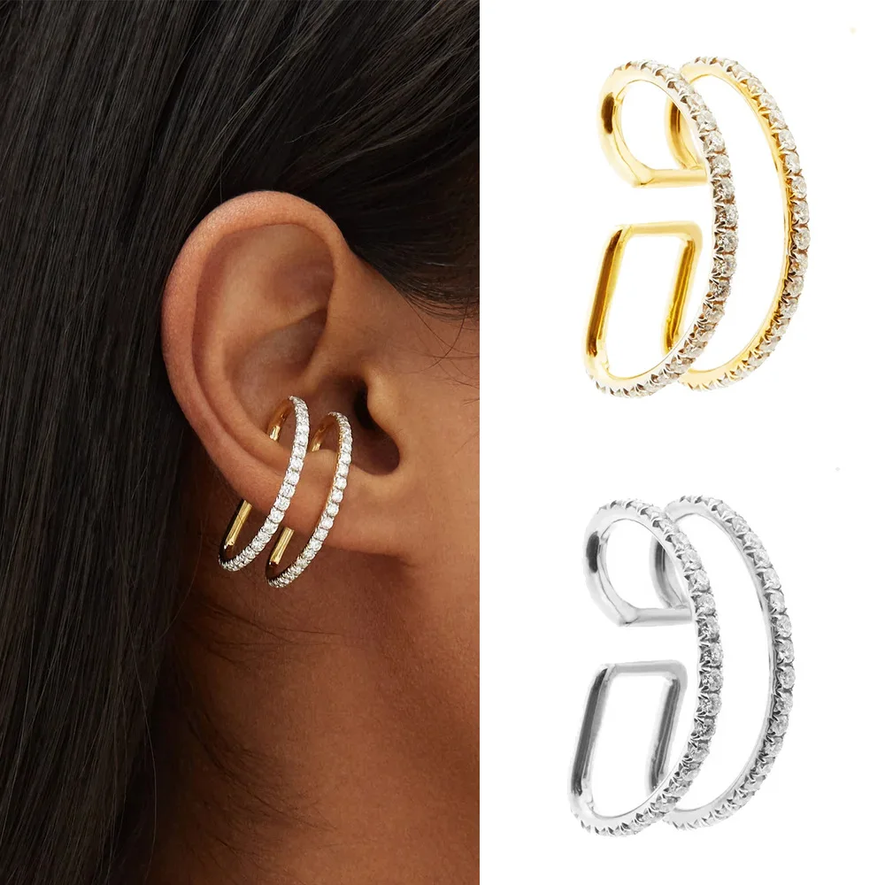 

Ear bone clip female fashion ear clip without ear holes diamonds retro temperament ear clip lines ear hooks.