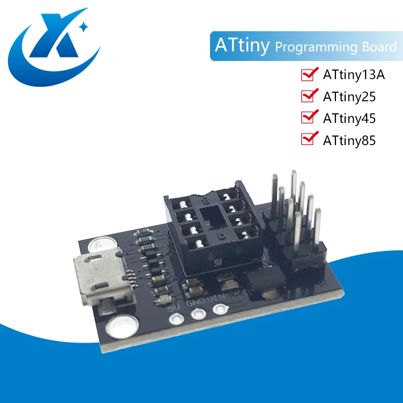 Подключаемая ATTINY макетная плата для ATtiny13A/ATtiny25/ATtiny45/ATtiny85 программирующий модуль