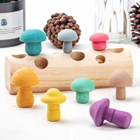 montessori wooden colorful mushroom shaped color sorting game toy kids picking mushroom educational toys