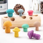 Деревянный Цветной яркий гриб Монтессори, цветная сортировочная игра, игрушка, Детский гриб, развивающие игрушки
