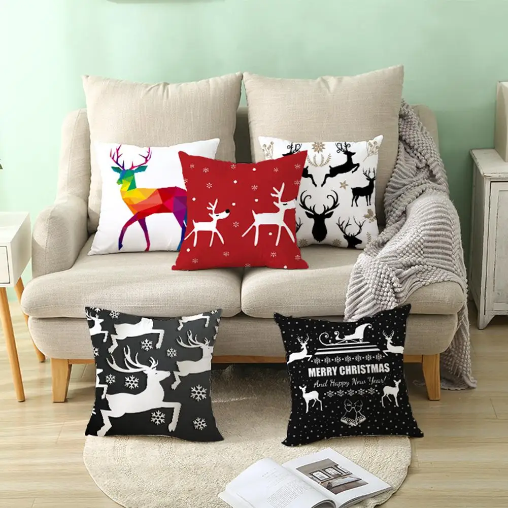 

Hot Sale Merry Christmas Hat Cat Dog Bear Cushion Cover Pillow Case Home Sofa Desk Car Decor