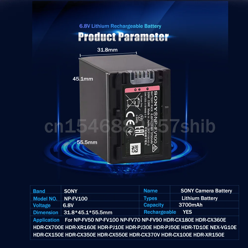Аккумуляторная батарея для камеры Sony 6 8 V NP-FV100 NP FV100 NPFV100 3700mAh FV30 FV50 FV70 FP50 FP90 FP91 AX100E