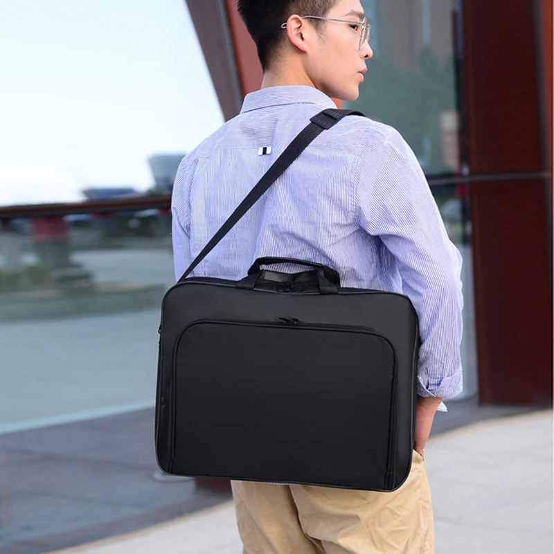 Men 15 17 Inch Laptop Bags Male Business Office Handbags Black Nylon Shoulder Bag Casual Briefcase Document Storage Bag XA223M