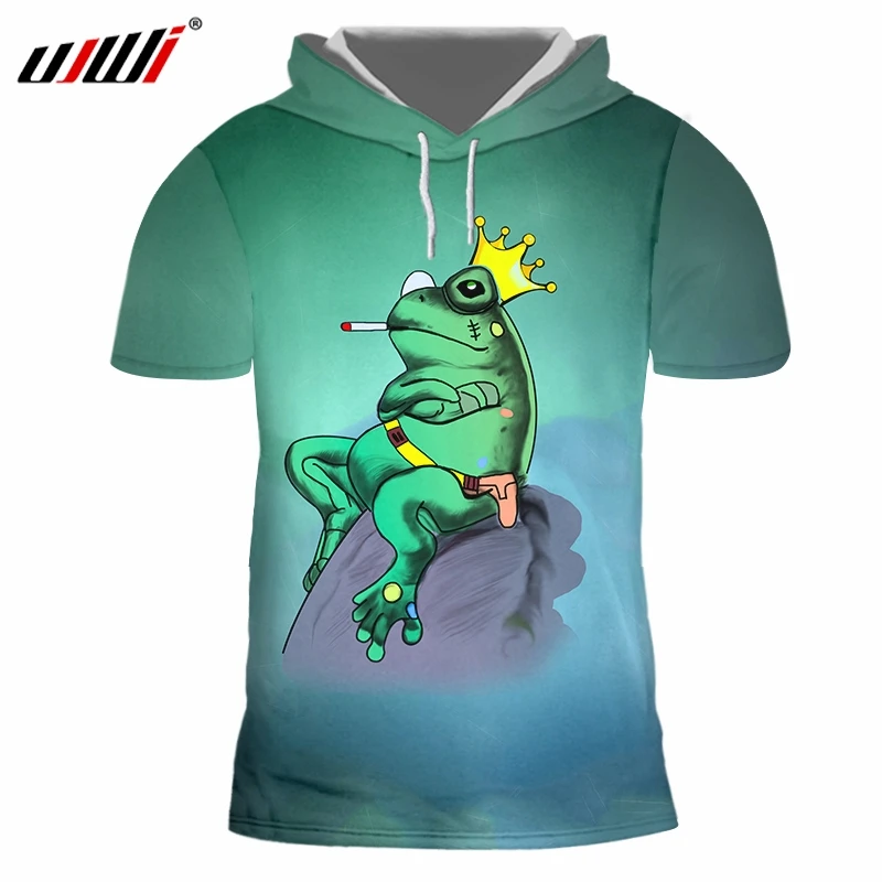 Мужская футболка с капюшоном UJWI модная уличная объемным изображением животного