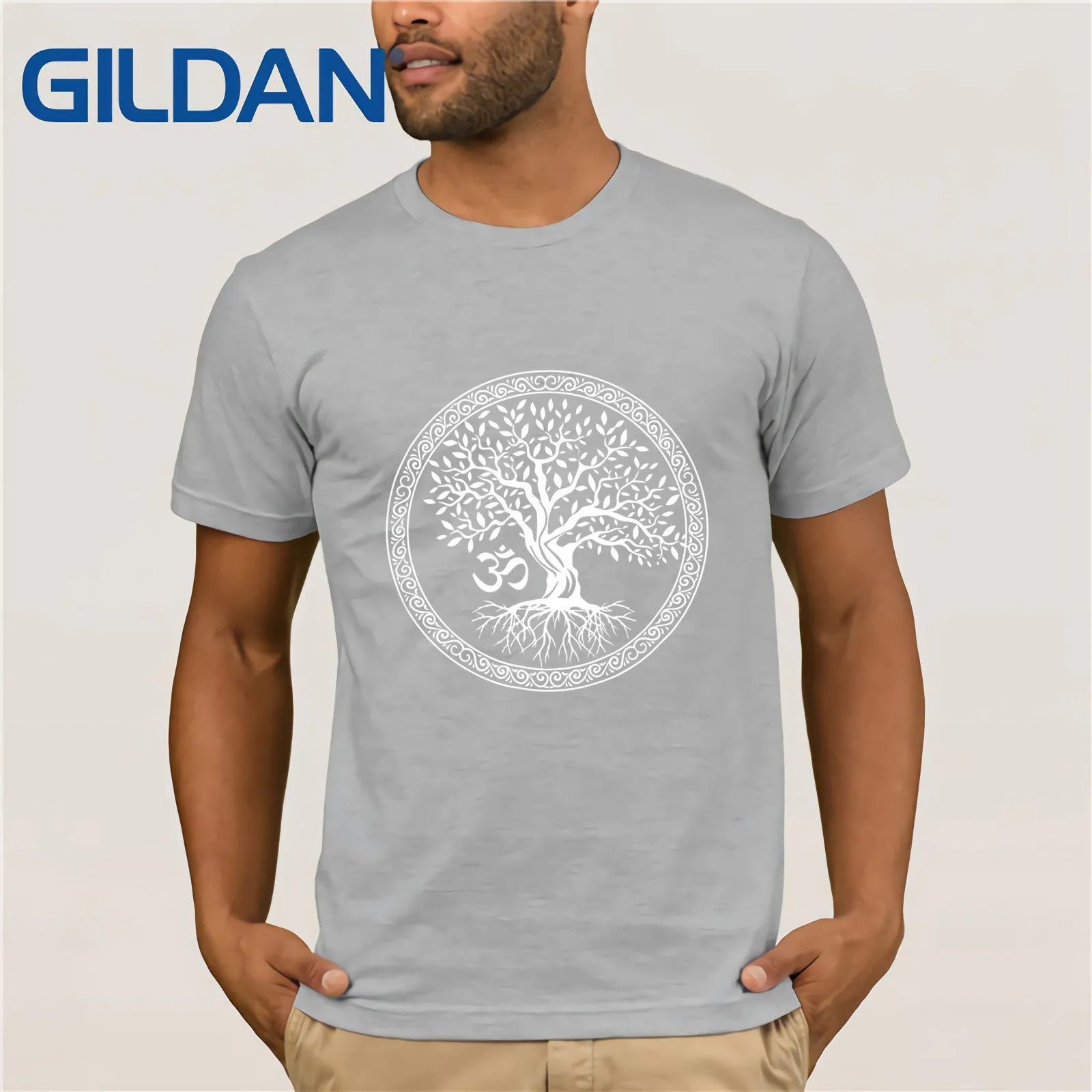 Мужская футболка с коротким рукавом Tree Of Life With Om символ йоги лето 2019 | одежда