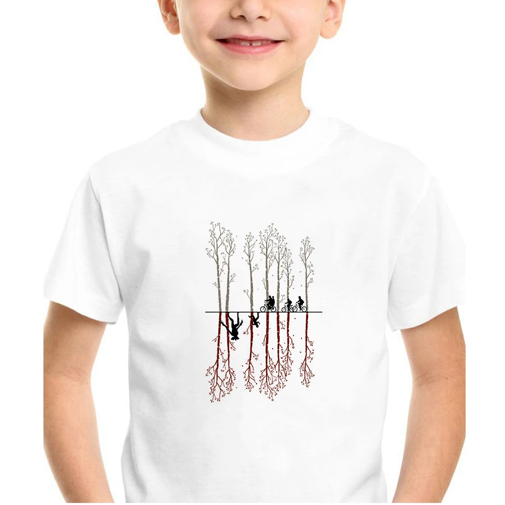 

New T-shirt Stranger Things Fashion Design Upside Down Print Kids Harajuku Trend Summer Children Tops Streetwear Baby Boys Top